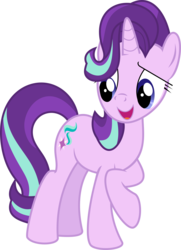 Size: 5741x7925 | Tagged: safe, artist:shootingstarsentry, starlight glimmer, pony, unicorn, g4, season 9, the beginning of the end, absurd resolution, cute, cutie mark, female, looking down, mare, open mouth, raised hoof, simple background, smiling, solo, that was fast, transparent background, vector