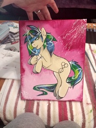 Size: 3120x4160 | Tagged: safe, artist:annuthecatgirl, oc, oc only, oc:sharp shear, pony, unicorn, painting, solo, traditional art