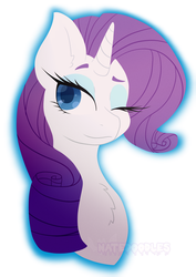 Size: 1783x2519 | Tagged: safe, artist:nate-doodles, rarity, pony, unicorn, g4, bust, chest fluff, cute, ear fluff, female, one eye closed, portrait, raribetes, simple background, solo, white background, wink