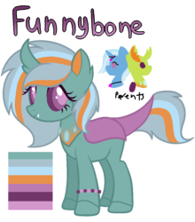 Size: 966x1100 | Tagged: safe, artist:king-justin, thorax, trixie, oc, oc:funny bone, changedling, changeling, changepony, hybrid, g4, base used, female, interspecies offspring, king thorax, male, offspring, parent:thorax, parent:trixie, parents:thoraxie, shipping, straight, thoraxie
