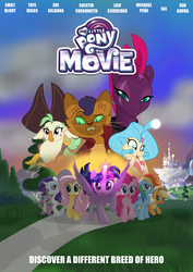 Size: 1528x2158 | Tagged: safe, artist:ejlightning007arts, applejack, capper dapperpaws, captain celaeno, fluttershy, pinkie pie, princess skystar, rainbow dash, rarity, spike, tempest shadow, twilight sparkle, abyssinian, alicorn, earth pony, pegasus, pony, seapony (g4), unicorn, anthro, g4, my little pony: the movie, amputee, anthro with ponies, beauty mark, canterlot, chest fluff, clothes, coat, cowboy hat, ear piercing, earring, female, hat, jewelry, male, mane six, mare, movie poster, piercing, pirate hat, poster, prosthetic limb, prosthetics, sunrise, twilight sparkle (alicorn)