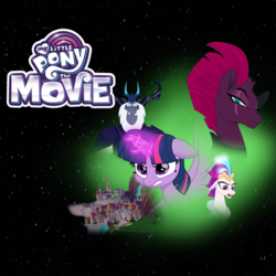 Size: 3760x3760 | Tagged: safe, artist:ejlightning007arts, part of a set, queen novo, storm king, tempest shadow, twilight sparkle, alicorn, pony, g4, my little pony: the movie, canterlot, high res, part of a series, poster, star wars, star wars: return of the jedi, style emulation, twilight sparkle (alicorn)