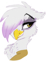 Size: 361x480 | Tagged: safe, artist:saphi-boo, edit, gilda, griffon, g4, bust, cropped, eyebrows, eyebrows visible through hair, female, hair over one eye, portrait, raised eyebrow, simple background, smiling, solo, transparent background