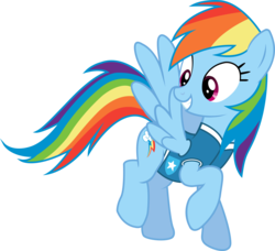 Size: 3906x3564 | Tagged: safe, artist:rainbowmaned, edit, rainbow dash, pegasus, pony, flight to the finish, g4, winter wrap up, clothes, female, high res, mare, simple background, smiling, solo, transparent background, vector, weather team, winter wrap up vest