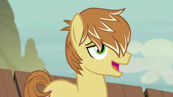 Size: 1280x720 | Tagged: safe, screencap, feather bangs, earth pony, pony, g4, hard to say anything, male, smiling