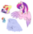 Size: 2249x2292 | Tagged: safe, artist:saphi-boo, apple bloom, princess cadance, rainbow dash, twilight sparkle, alicorn, earth pony, pegasus, pony, soul bond au, g4, alternative cutie mark placement, bedroom eyes, biting, blushing, cadash, eyebrows, eyebrows visible through hair, female, floppy ears, high res, infidelity, lesbian, looking over shoulder, love bite, mare, older, ship:twibloom, shipping, simple background, soulmate marks, transparent background, twilight sparkle (alicorn)