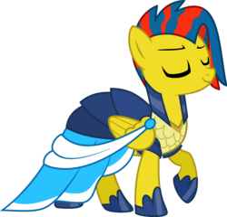 Size: 1364x1309 | Tagged: safe, artist:starryoak, oc, oc only, oc:aurora armour, pegasus, pony, clothes, dress, female, mare, offspring, parent:flash sentry, parent:sunset shimmer, parents:flashimmer, simple background, solo, transparent background, warrior of inner strength