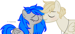 Size: 1024x471 | Tagged: safe, artist:fioweress, oc, oc only, oc:swan feather, oc:velvet starfall, pegasus, pony, female, male, mare, nuzzling, simple background, stallion, transparent background