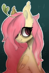 Size: 500x750 | Tagged: safe, artist:drunkencoffee, oc, oc only, oc:shy sprout, pony, alternate eye color, base used, leaf, not fluttershy, solo