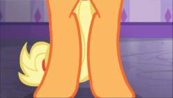 Size: 1669x940 | Tagged: safe, screencap, applejack, earth pony, pony, applejack's "day" off, g4, bipedal, close-up, female, hooves, legs, mare, pictures of legs, solo