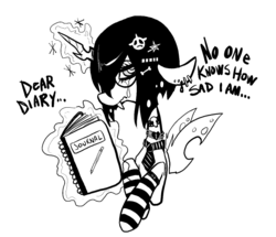 Size: 721x621 | Tagged: safe, artist:goatsocks, oc, oc only, changeling, clothes, emo, goth, it's not a phase mom it's who i am, socks, solo