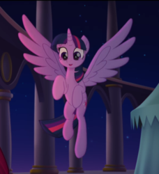 Size: 591x648 | Tagged: safe, screencap, twilight sparkle, alicorn, pony, g4, my little pony: the movie, cropped, female, flying, spread wings, twilight sparkle (alicorn), wings