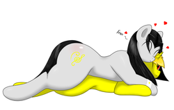 Size: 2200x1396 | Tagged: safe, artist:thepianistmare, oc, oc:hayseed, oc:klavinova, pony, butt, butt blush, commission, cute, lying down, lying on top of someone, plot, pony pillow, prone, ych result