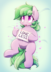 Size: 854x1200 | Tagged: safe, artist:loneless-art, oc, oc:lone, earth pony, pony, :p, cute, heart eyes, male, on back, sign, silly, tongue out, wingding eyes