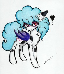 Size: 2353x2697 | Tagged: safe, artist:luxiwind, oc, oc only, oc:sonya, bat pony, pony, female, glasses, high res, mare, solo, traditional art