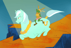 Size: 1920x1292 | Tagged: safe, artist:anontheanon, lyra heartstrings, oc, oc:anon, pony, g4, animated, chuck jones, crossdressing, frame by frame, galloping, gif, looney tunes, majestic as fuck, style emulation, what's opera doc