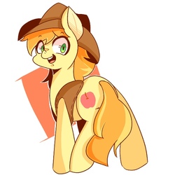 Size: 600x600 | Tagged: safe, artist:koto, braeburn, earth pony, pony, g4, clothes, cowboy hat, hat, looking at you, male, smiling, stallion, vest