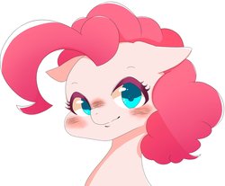 Size: 2048x1692 | Tagged: safe, artist:koto, pinkie pie, earth pony, pony, blushing, bust, female, looking at you, mare, simple background, smiling, solo