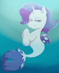 Size: 1317x1633 | Tagged: safe, artist:koto, rarity, seapony (g4), unicorn, g4, my little pony: the movie, female, lidded eyes, mare, seaponified, seapony rarity, solo, species swap, underwater