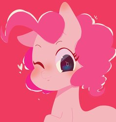 Size: 1940x2048 | Tagged: safe, artist:koto, pinkie pie, earth pony, pony, bust, cute, female, heart, looking at you, mare, one eye closed, simple background, smiling, solo, wink