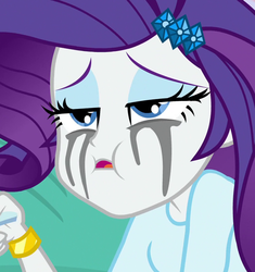 Size: 814x867 | Tagged: safe, screencap, rarity, equestria girls, equestria girls specials, g4, my little pony equestria girls: dance magic, cropped, crying, female, lidded eyes, makeup, running makeup, solo