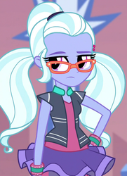 Size: 633x872 | Tagged: safe, screencap, sugarcoat, equestria girls, equestria girls specials, g4, my little pony equestria girls: dance magic, clothes, cropped, female, glasses, hand on hip, looking at you, pigtails, solo, sugarcoat is not amused, sugarcoat tutu, tutu, twintails, unamused, wristband