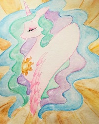 Size: 2887x3608 | Tagged: safe, artist:purfectprincessgirl, princess celestia, alicorn, pony, g4, eyes closed, female, high res, mare, smiling, solo