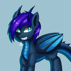 Size: 1400x1400 | Tagged: safe, artist:zachc, oc, oc only, dracony, hybrid, horns, simple background, solo, wings