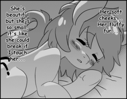Size: 1625x1265 | Tagged: safe, artist:lockhe4rt, oc, oc only, oc:filly anon, earth pony, pony, ..., bed, blushing, cute, dialogue, female, filly, grayscale, monochrome, ocbetes, sleeping, text
