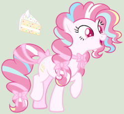 Size: 1154x1058 | Tagged: safe, artist:frostylithi, oc, oc only, oc:confetti cake, earth pony, pony, bow, bowtie, female, mare, offspring, parent:party favor, parent:pinkie pie, parents:partypie, simple background, solo, tail bow