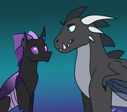 Size: 1521x1337 | Tagged: safe, artist:quincydragon, oc, oc only, oc:asher, oc:lavender, changeling, dragon, male, purple changeling