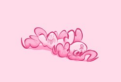 Size: 3396x2303 | Tagged: safe, artist:hattsy, pinkie pie, earth pony, pony, g4, :p, cute, diapinkes, female, high res, hooves, mare, monochrome, on back, pink background, ponk, raised hoof, silly, simple background, solo, tongue out, upside down
