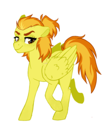 Size: 700x800 | Tagged: safe, artist:whalepornoz, spitfire, pony, g4, alternate hairstyle, eyeshadow, female, freckles, hooves, makeup, older, raised hoof, simple background, solo, transparent background