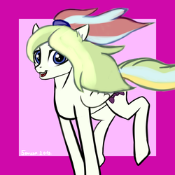 Size: 1280x1280 | Tagged: safe, artist:endelthepegasus, oc, oc only, oc:gamer beauty, pegasus, pony, female, looking at you, mare, open mouth, ponytail, raised hoof, solo