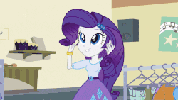 Size: 800x450 | Tagged: safe, screencap, rarity, equestria girls, g4, my little pony equestria girls: friendship games, animated, aura, beautiful, cute, gif, glowing, happy, ponied up, raribetes, solo, transformation