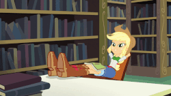 Size: 800x450 | Tagged: safe, screencap, applejack, sunset shimmer, equestria girls, g4, my little pony equestria girls: friendship games, animated, female, gif, lidded eyes, oh you, one eye closed, out of context, raised eyebrow, smiling, smirk, wink