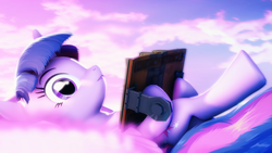 Size: 3840x2160 | Tagged: safe, artist:selestlight, twilight sparkle, alicorn, pony, g4, 3d, book, cloud, female, high res, looking at you, solo, source filmmaker, twilight sparkle (alicorn)