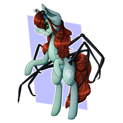 Size: 1000x1000 | Tagged: safe, artist:song-star, oc, oc only, oc:arachness, monster pony, original species, pony, spiderpony, bipedal, black sclera, colored sclera, ear piercing, earring, female, gritted teeth, jewelry, mare, multiple eyes, piercing, simple background, solo, spider legs, transparent background