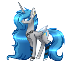 Size: 1741x1593 | Tagged: safe, artist:sugaryicecreammlp, oc, oc only, oc:moonbeam zodiac, alicorn, pony, concave belly, female, leg warmers, mare, simple background, slender, solo, spiked wristband, thin, transparent background, two toned wings, wristband