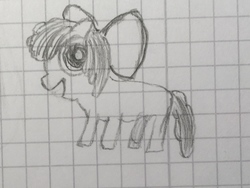 Size: 1899x1425 | Tagged: safe, apple bloom, earth pony, pony, g4, blank flank, female, filly, graph paper, monochrome, pencil drawing, solo, traditional art