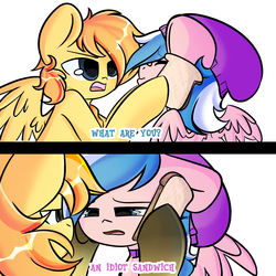 Size: 2000x2000 | Tagged: safe, artist:thieftea, oc, oc:aurryhollows, oc:foxyhollows, pony, collar, cute, female, foxrry, hell kitchen, hell's kitchen, high res, idiot sandwich, male, mare, meme, not firefly, not spitfire, oc x oc, ponified, ponified meme, roleplaying, shipping, stallion, straight