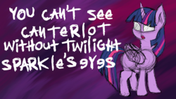 Size: 2048x1152 | Tagged: safe, twilight sparkle, alicorn, pony, g4, edgy as fuck, female, guidelines, no pupils, slipknot, solo, text, twilight sparkle (alicorn)