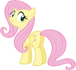 Size: 5424x4955 | Tagged: safe, artist:andoanimalia, fluttershy, pony, g4, absurd resolution, female, looking at you, looking back, mare, simple background, smiling, solo, transparent background