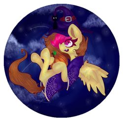 Size: 3000x3000 | Tagged: safe, artist:solsitodb, oc, oc only, oc:solsitodb, cat, pegasus, pony, alone, clothes, female, hat, high res, mare, solo, witch, witch hat