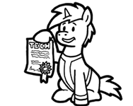 Size: 188x150 | Tagged: safe, artist:crazyperson, pony, unicorn, fallout equestria, fallout equestria: commonwealth, black and white, clothes, dexterous hooves, diploma, fanfic art, generic pony, grayscale, hoof hold, jumpsuit, monochrome, picture for breezies, simple background, sitting, solo, transparent background, vault suit