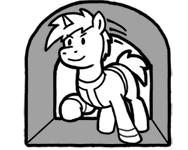 Size: 188x150 | Tagged: safe, artist:crazyperson, pony, unicorn, fallout equestria, fallout equestria: commonwealth, clothes, fanfic art, generic pony, grayscale, jumpsuit, monochrome, picture for breezies, simple background, solo, transparent background, vault suit