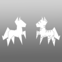 Size: 853x853 | Tagged: safe, artist:devorierdeos, pony, zebra, fallout equestria, fanfic, fanfic art, generic pony, generic zebra, gradient background, gray background, grayscale, monochrome, pointy ponies, simple background