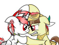 Size: 960x724 | Tagged: safe, artist:remakes de ocs, oc, oc:princess peruvia, oc:tailcoatl, alicorn, pegasus, pony, angry, base used, female, floppy ears, gritted teeth, looking at each other, mare, mexico, nation ponies, peru, ponified