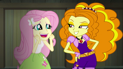 Size: 2000x1124 | Tagged: safe, artist:bigpurplemuppet99, artist:kimberlythehedgie, adagio dazzle, fluttershy, equestria girls, g4, my little pony equestria girls: rainbow rocks, female, lesbian, shipping, shyagio