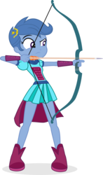 Size: 2042x3472 | Tagged: safe, artist:punzil504, archer (character), scootablue, equestria girls, g4, archer, archerbetes, archery, arrow, boots, bow (weapon), bow and arrow, cape, clothes, clothes swap, cute, equestria girls-ified, female, high res, miniskirt, shoes, simple background, skirt, solo, transparent background, weapon